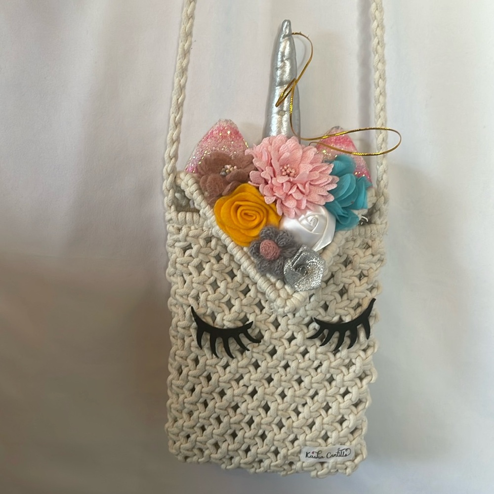 Kasha‎ Cantillo mini crossbody unicorn knit bag